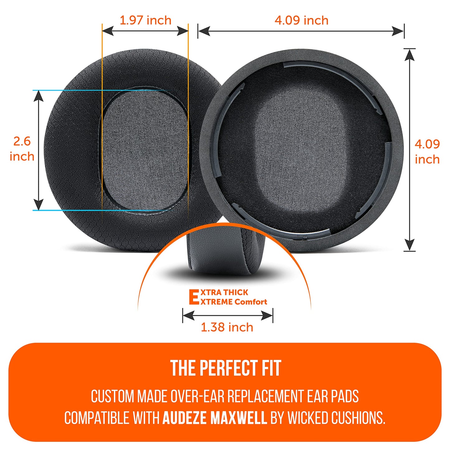 WC Mod Kit V2 for Maxwell Gen 1 - Cooling Gel Earpads + Extra Wide Silicone Headband Compatible with Audeze Maxwell Xbox & PS5 Gen 1 by Wicked