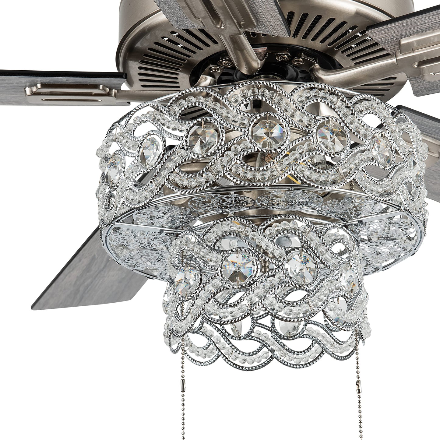 RIVER OF GOODS 52 Inch Tiered LED Crystal Ceiling Fan with Lights - Chandelier Ceiling Fans with Lights - Elegant Glam Ceiling Fan - Dining Room Light