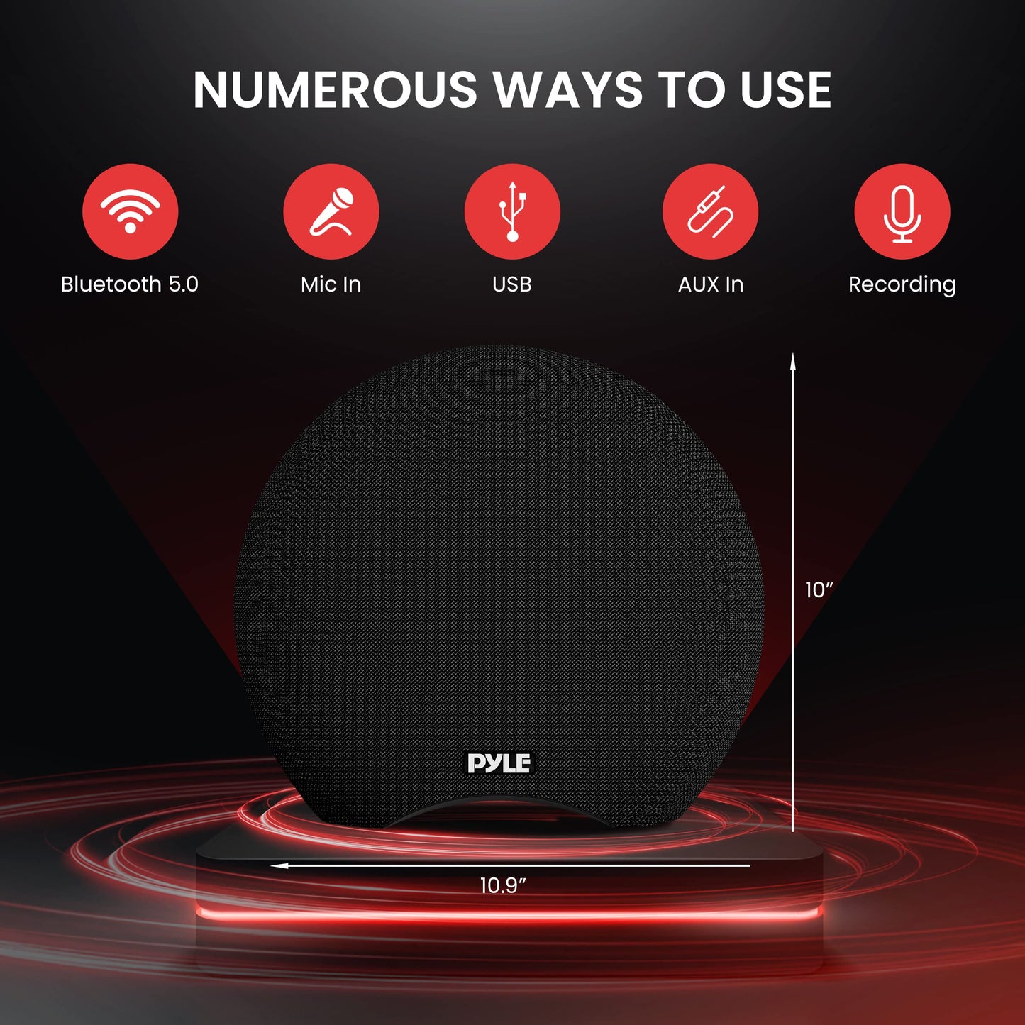 Pyle Portable Waterproof Bluetooth Speaker - 280 Watt Max Output Power, Wireless Music Streaming, Rechargeable Battery, MP3/WMA/FLAC Digital Audio