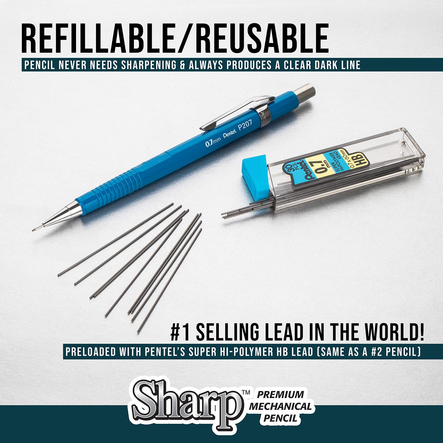 Pentel Sharp Mechanical Pencil, (0.9mm), Bold Line, Yellow Barrel, Pack of 4 (P209PF4G)