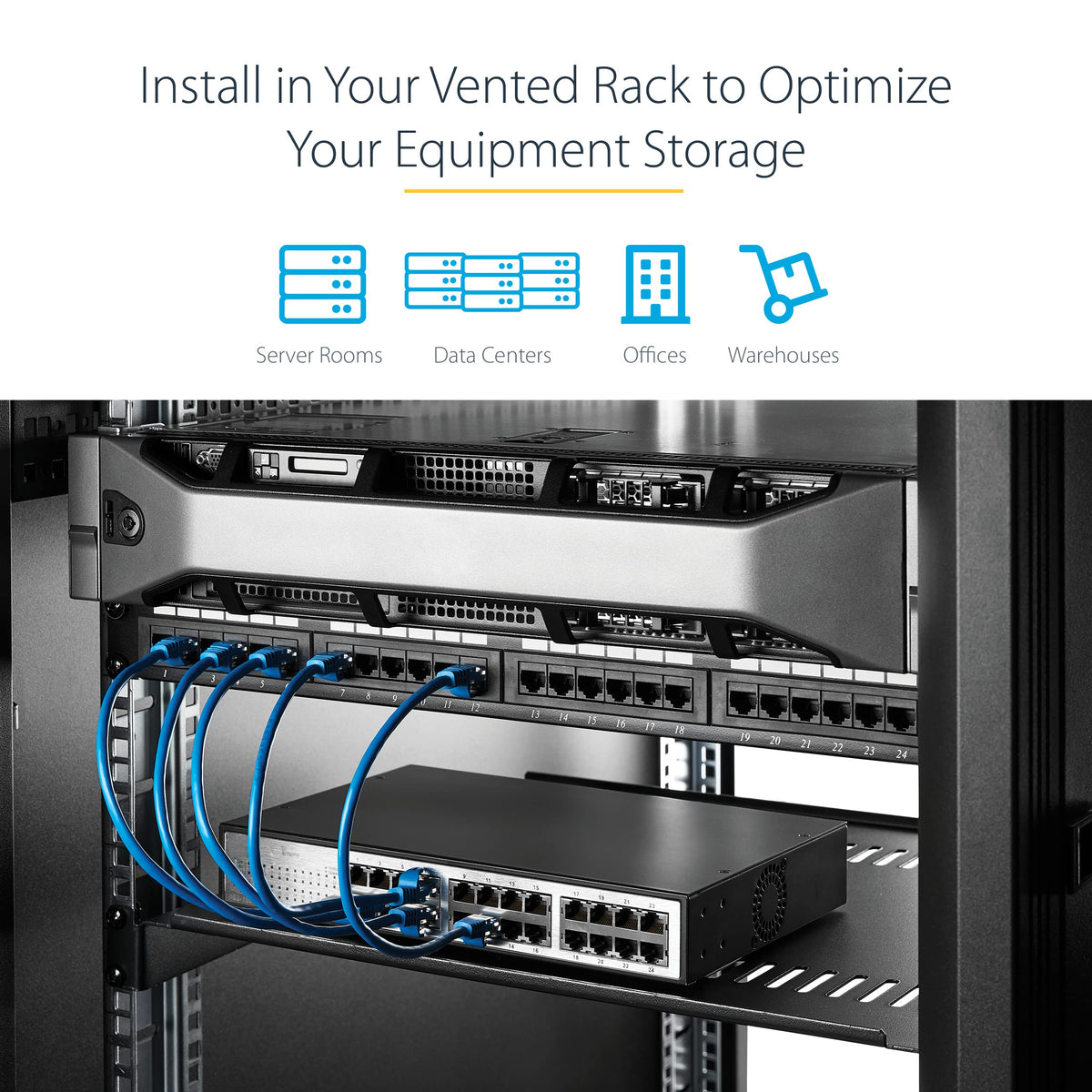 StarTech.com 2U Server Rack Shelf - Universal Vented Rack Mount Cantilever Tray for 19" Network Equipment Rack & Cabinet - Heavy Duty Steel - Weight
