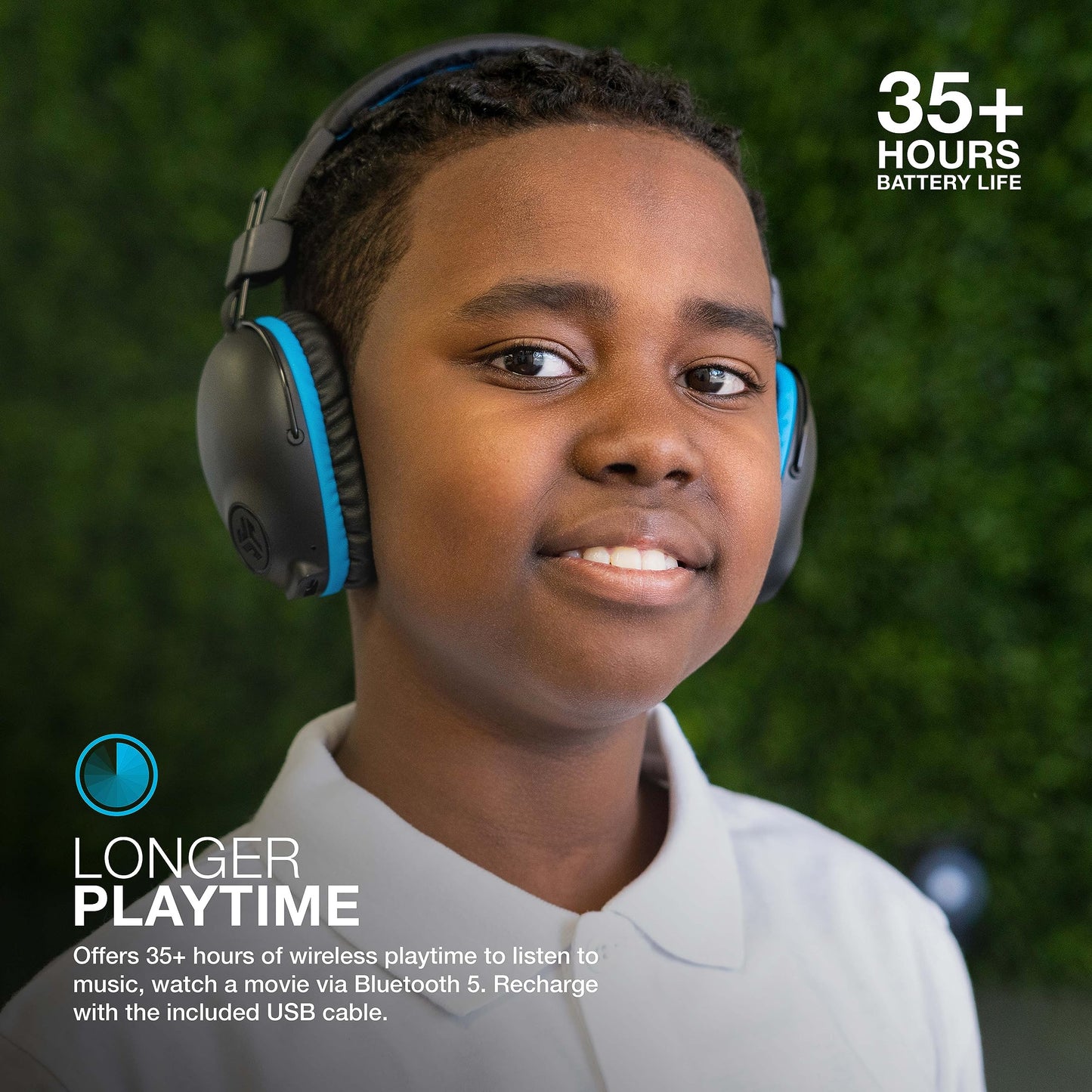 JLab JBuddies Pro Wireless Over-Ear Kids Headphones, 35+ Hour Battery Life, Built-in Volume Regulators for Safety, Share Mode, Folding, Adjustable…