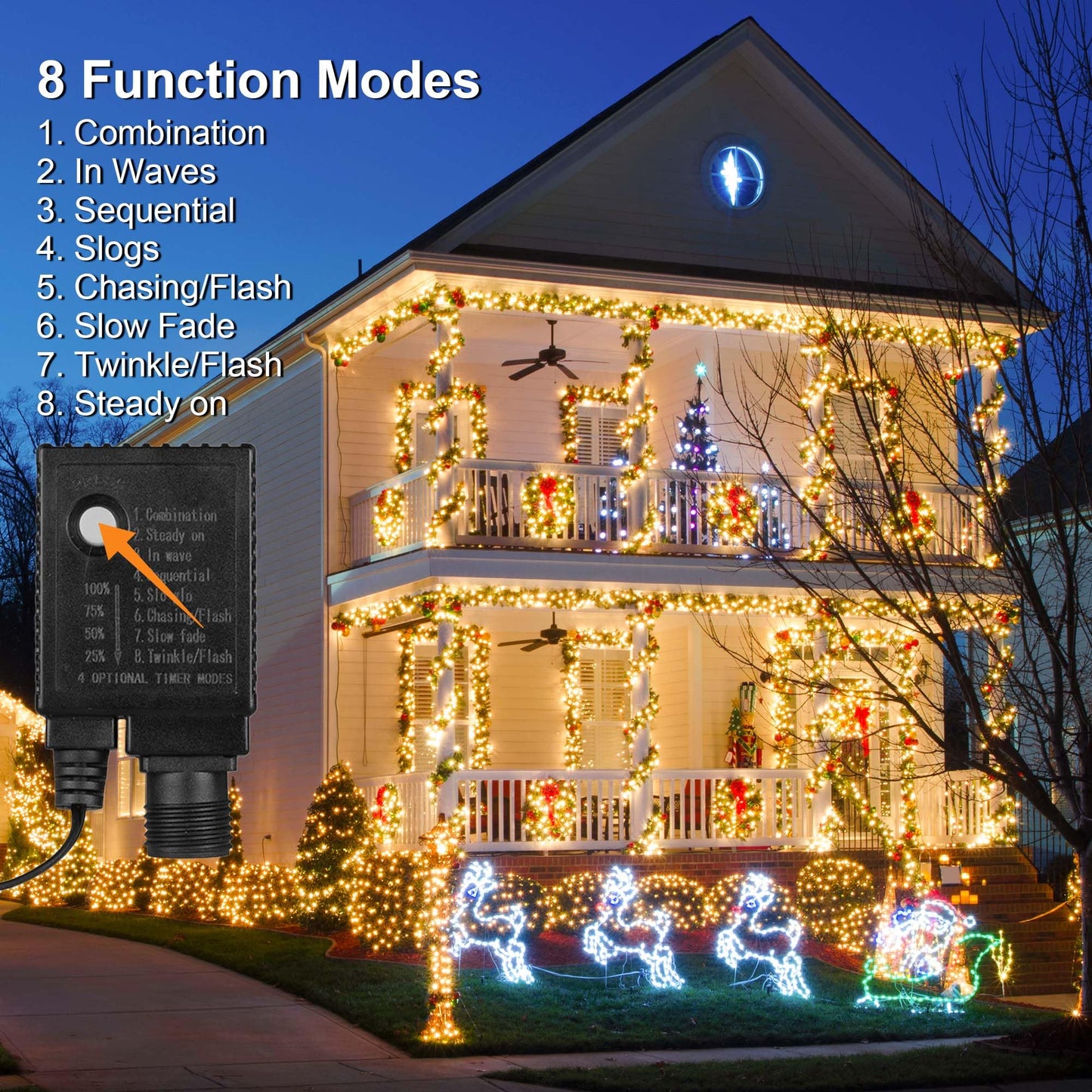 Lumzebqra 328 FT 1000 LED Christmas Lights, Waterproof Christmas Lights Outdoor with 8 Modes&Timer, Plug in Fairy Light for Xmas Garden Patio Tree
