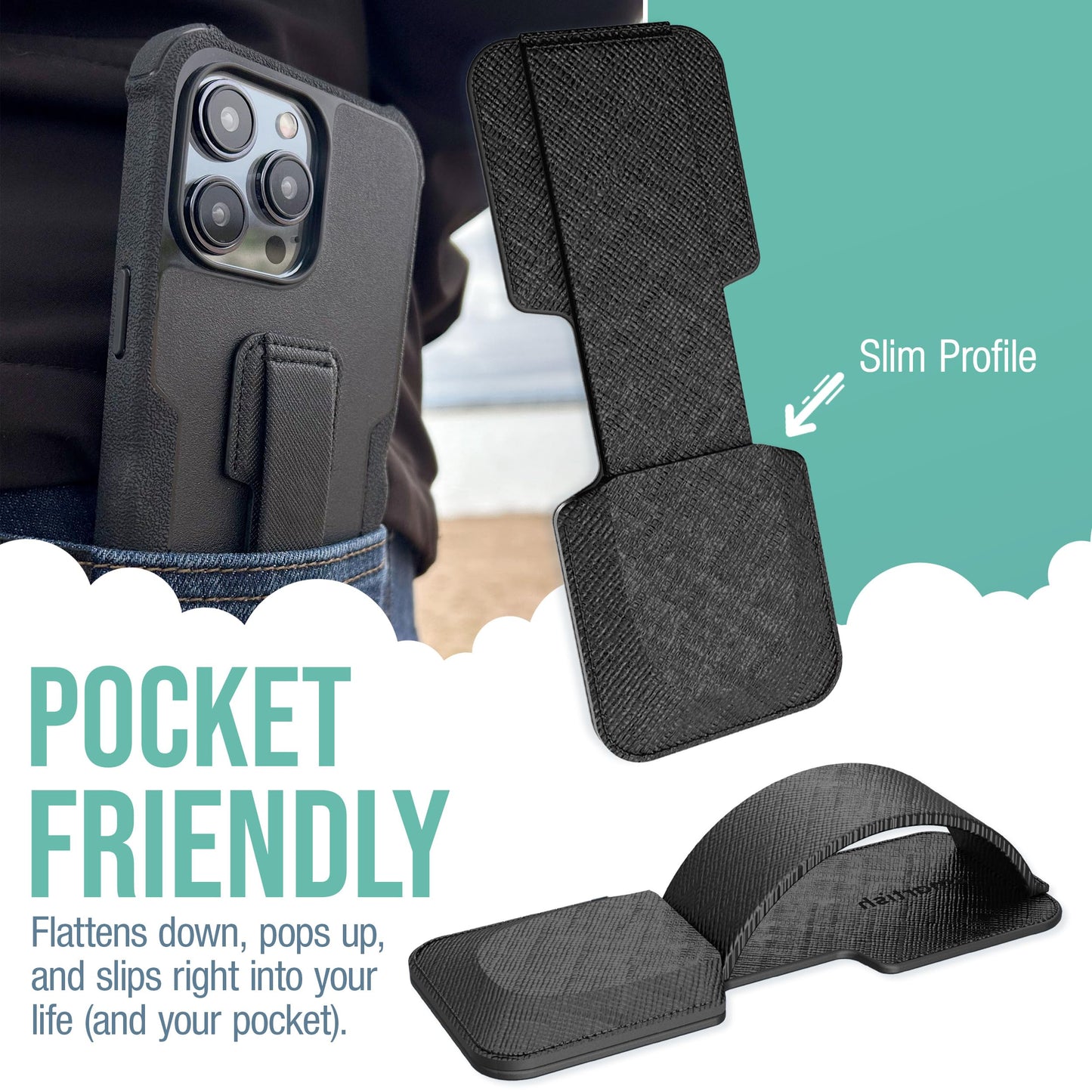 Smartish Phone Grip Loop - Prop Tart - Pop Out Finger Strap and Holder with Kickstand [Compatible with All iPhone & Android Phones] Stick On Phone