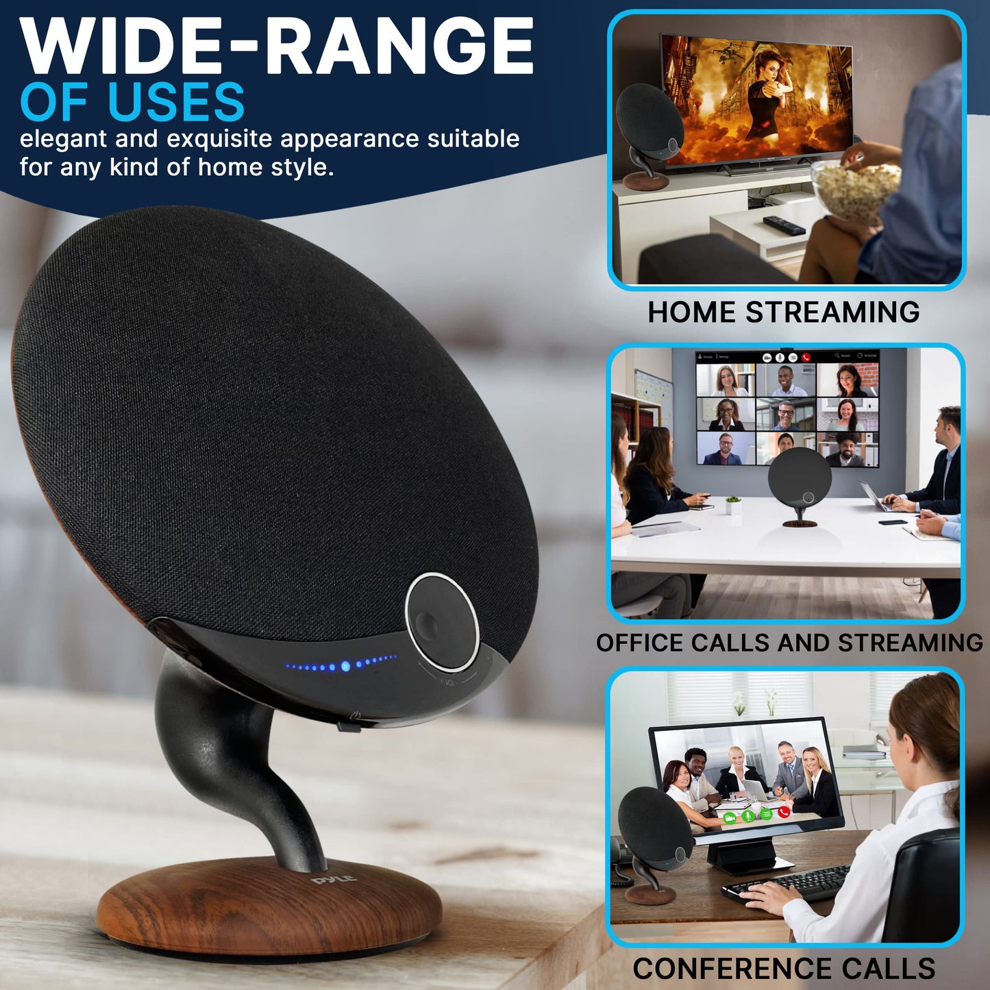 Pyle Bluetooth Gramophone Speaker - Vintage Style Portable Wireless Speaker with Built-in Subwoofer, Twin Pairing, Hands-Free Calling & Touch Control