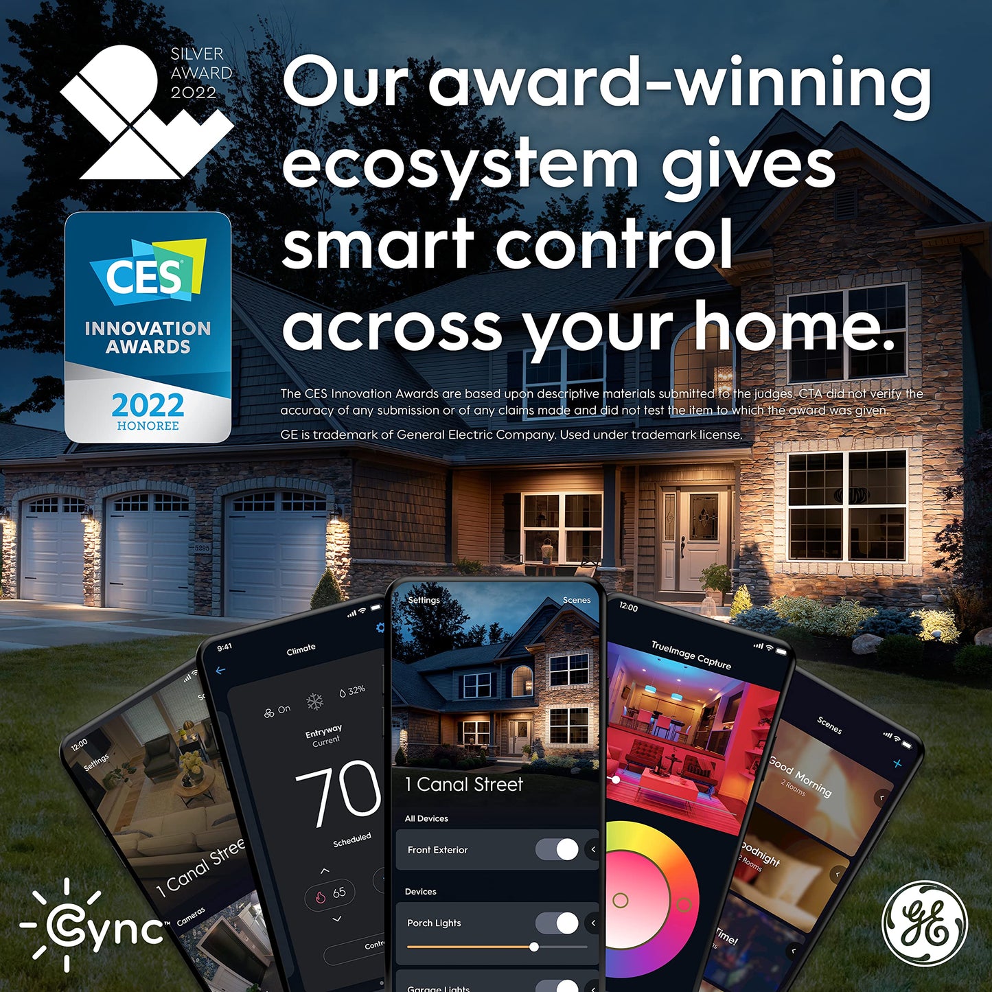 GE Cync Dynamic Effects Smart Cafe Lights, Color Changing Patio String Lights, Compatible with Alexa and Google, 48ft