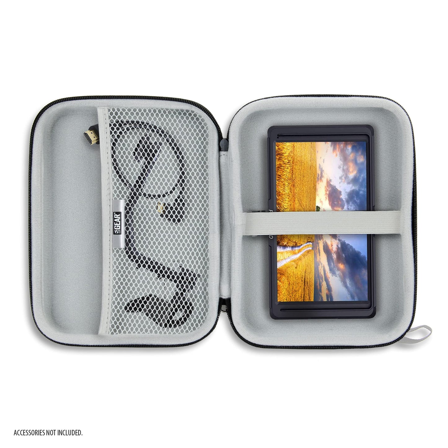USA Gear 7.5 Inch Hard Shell Camera Monitor Case - Portable Video Monitor Bag Compatible with Feelworld S55 V3, Atomos, SmallHD Focus, Shinobi SDI