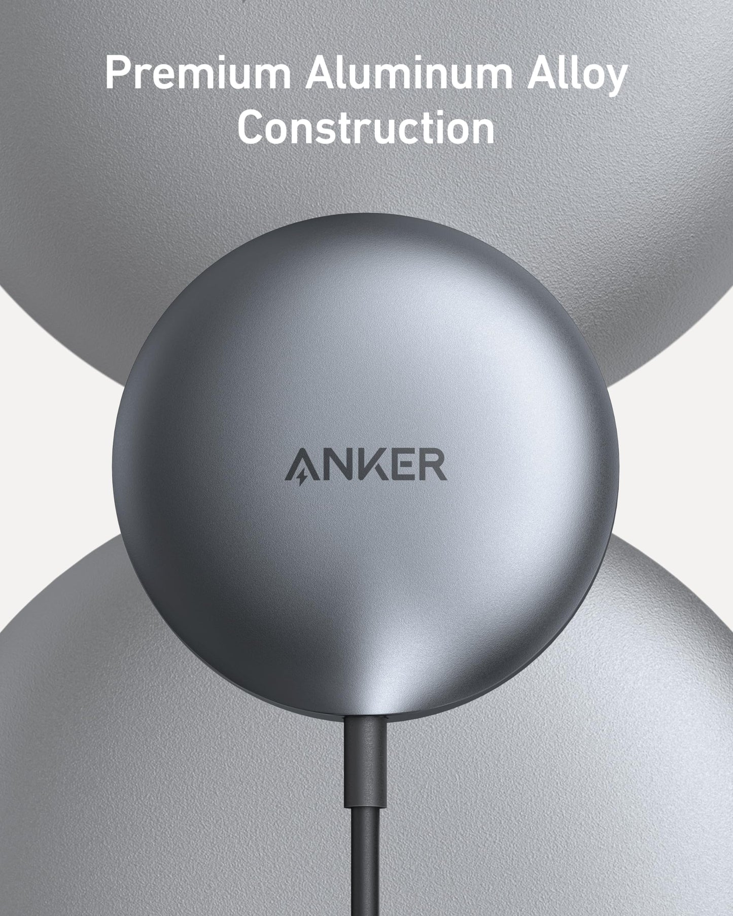 Anker MagSafe Charger Pad, MagGo iPhone 16 Wireless Charging Pad, Qi2 Certified 15W Wireless Charger, Compatible with iPhone 16/16 Plus/16 Pro/16 Pro
