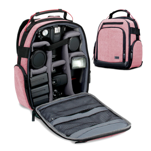 USA Gear Portable Camera Backpack for DSLR with Customizable Accessory Dividers, Weather Resistant Bottom and Comfortable Back Support - Compatible