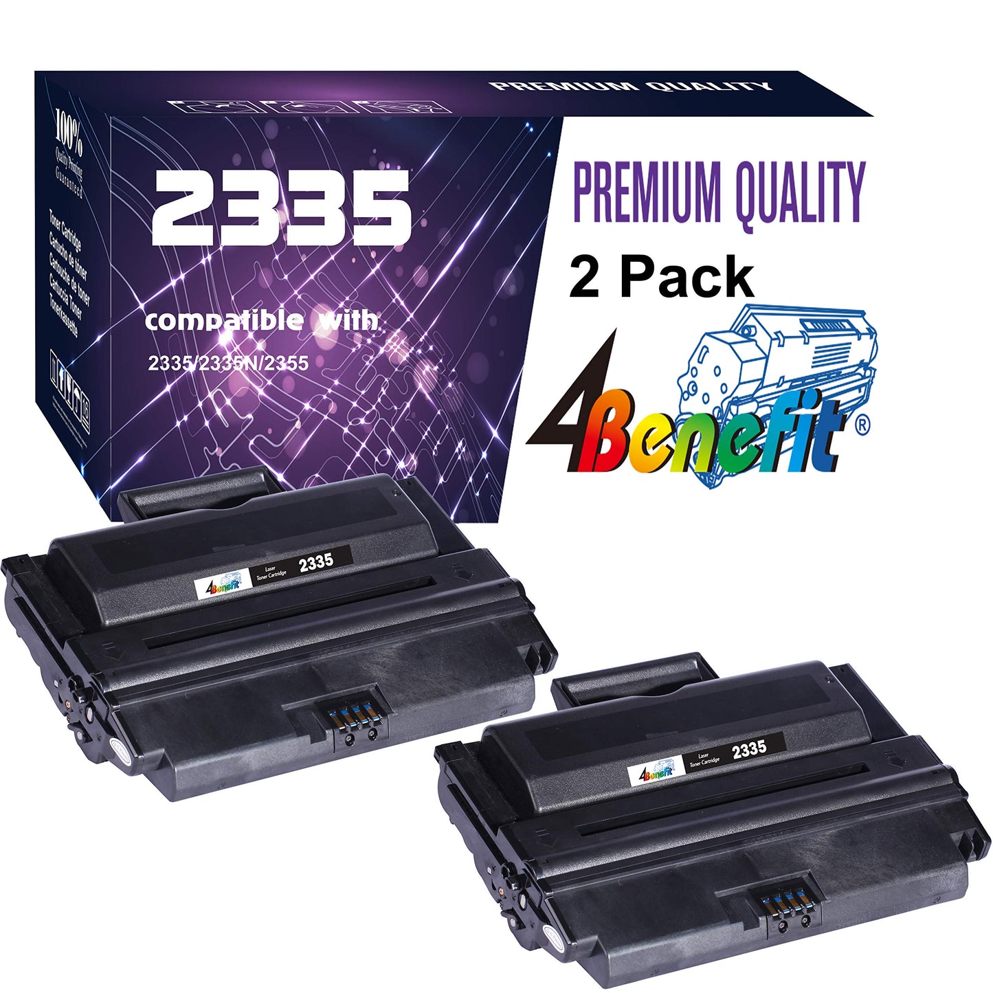 4Benefit (2-Pack?Black) Compatible 330-2209 330-2208 2335 Toner Cartridge Used for Dell 2335 2355 2335DN 2355DN Laser Printer (High Yield)