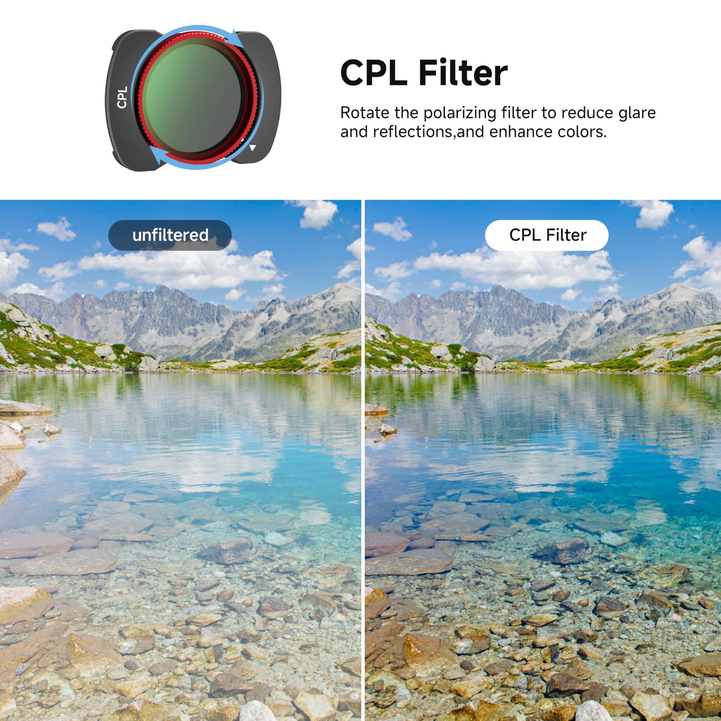 Variable ND 4-32 Filter with 1/4 Black Mist/CPL Filters for DJI Osmo Pocket 3/Xtra Muse, Ultra-Thin Portable Magnetic ND + CPL Filter Set with 2