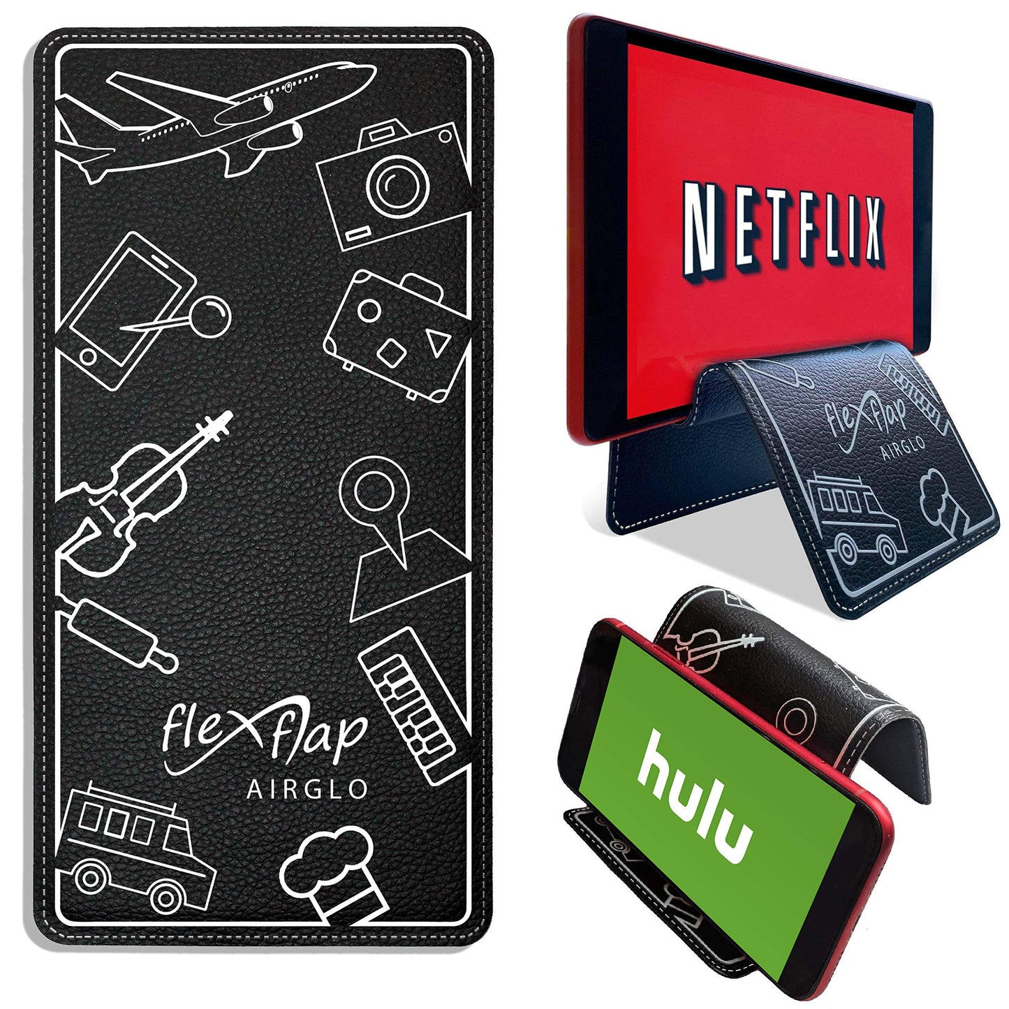Flex Flap Cell Phone Holder & Flexible Tablet Stand for Airplane Travel, Desk, Bed, Treadmill - Essential Accessories & Cool Gadgets for Flying