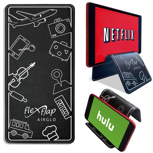 Flex Flap Cell Phone Holder & Flexible Tablet Stand for Airplane Travel, Desk, Bed, Treadmill - Essential Accessories & Cool Gadgets for Flying