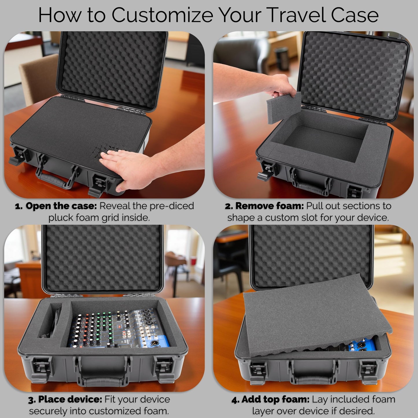 CASEMATIX Projector Hard Case with Customizable Foam Compatible With Epson VS240, EX3240, VS345, VS340, VS335W, EX7240 Pro, EX5240 - Travel Case