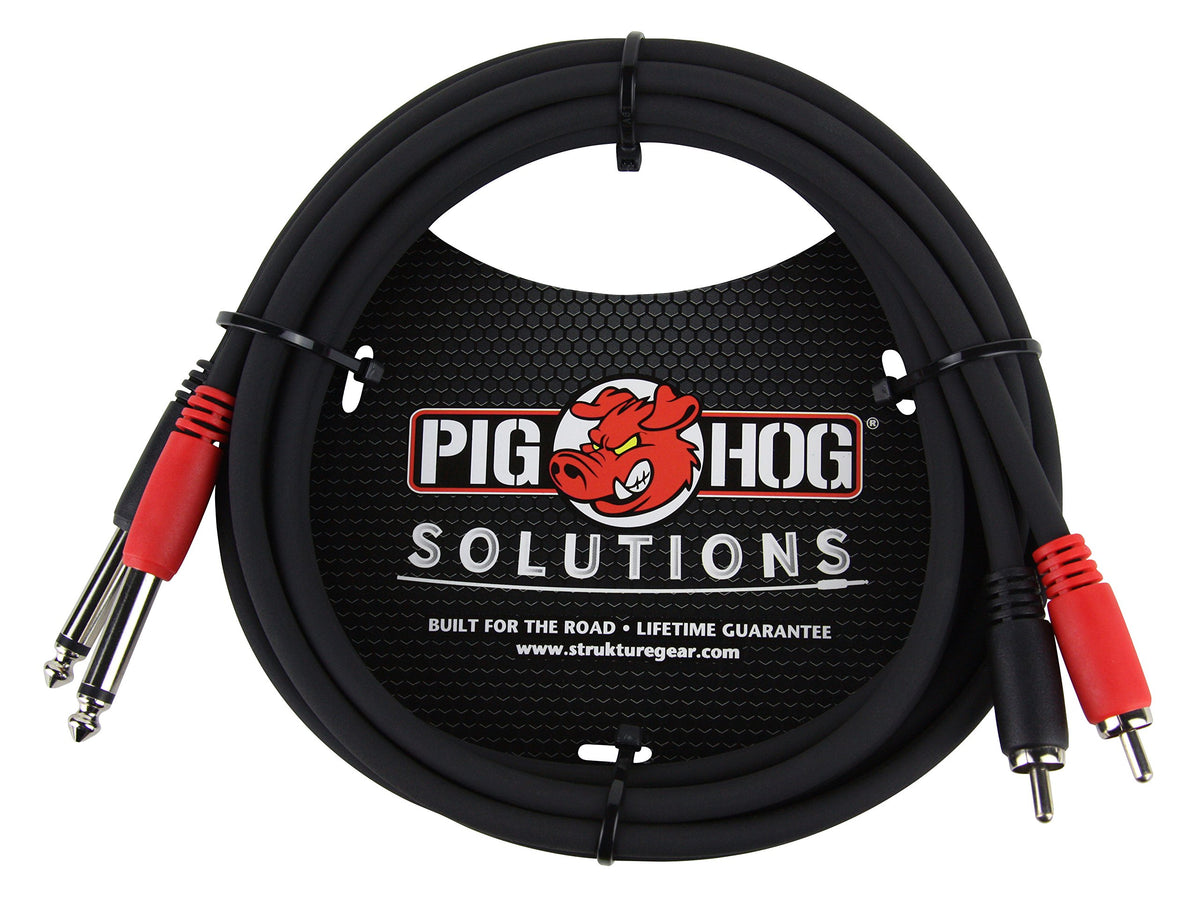 Pig Hog PD-R1403 Dual RCA (Male) to Dual 1/4" Mono (Male) Cable, 3 Feet