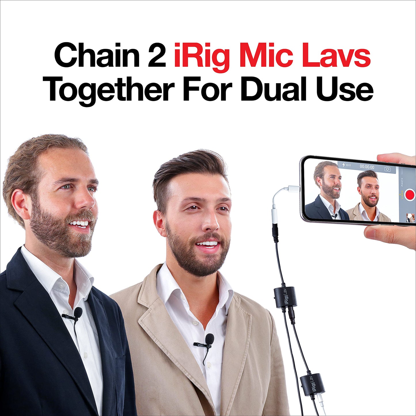 IK Multimedia iRig Mic Lav Lapel Microphone, omnidirectional Condenser lavalier Microphone with 1/8" TRRS Jack, Headphone Out and Daisy-Chaining for