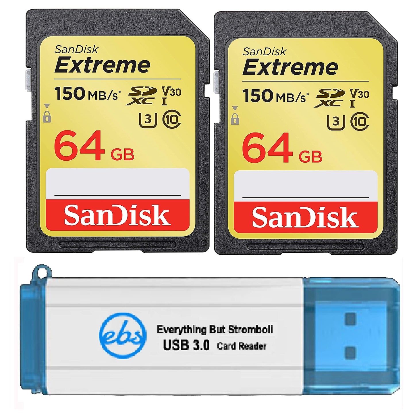 SanDisk 64GB Extreme SD Card (2 Pack) SDXC Memory Cards Compatible Browning Trail Cameras (SDSDXV6-064G-GNCIN) Class 10 UHS-1 U3 4K Bundle with (1)