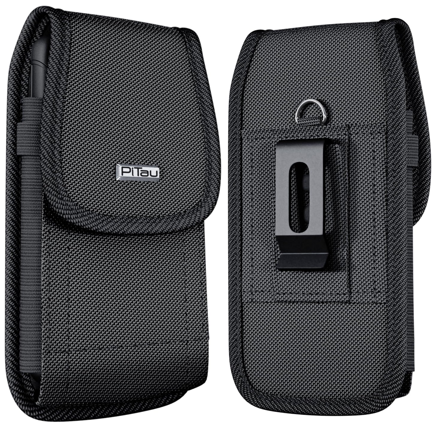 PiTau Nylon Holster for Large iPhone Plus, Pro Max Models 17 16 15 14 13 12 11 Xs, Samsung Galaxy Plus S25+ S24+ S23+ S22+, Cell Phone Belt Holder