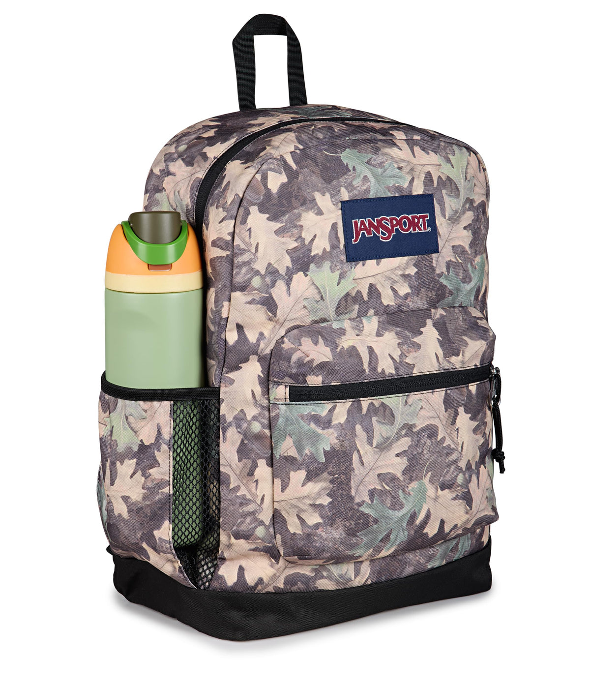 JanSport 26L Cross Town Plus Backpack, Woodland Camo Green/Grey/Charcoal