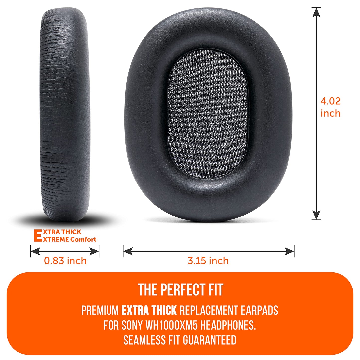 WC PadZ XM5 - Thick Earpads by Wicked Cushions for Sony WH-1000XM5 Headphones, Soft PU Leather, Extra Thick, Noise-Isolating Memory Foam | Black