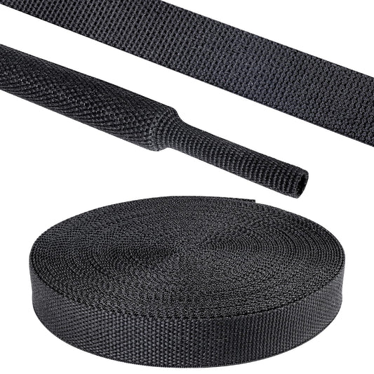 Sonoreboom 2 in 1 Heat Shrink Braided Sleeving Fabric Tubing-Ideal fit Irregular Shape Hose/Cable/Wire (3/8"(10mm), 22FT)