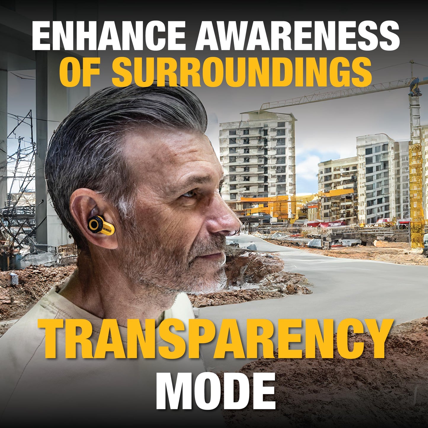 DEWALT Heavy Duty Bluetooth Jobsite Pro X2 ANC True Wireless Earbuds, Active Noise Cancelling Work Earbuds, Turn Dial Controls, 10Hr Runtime (40+…