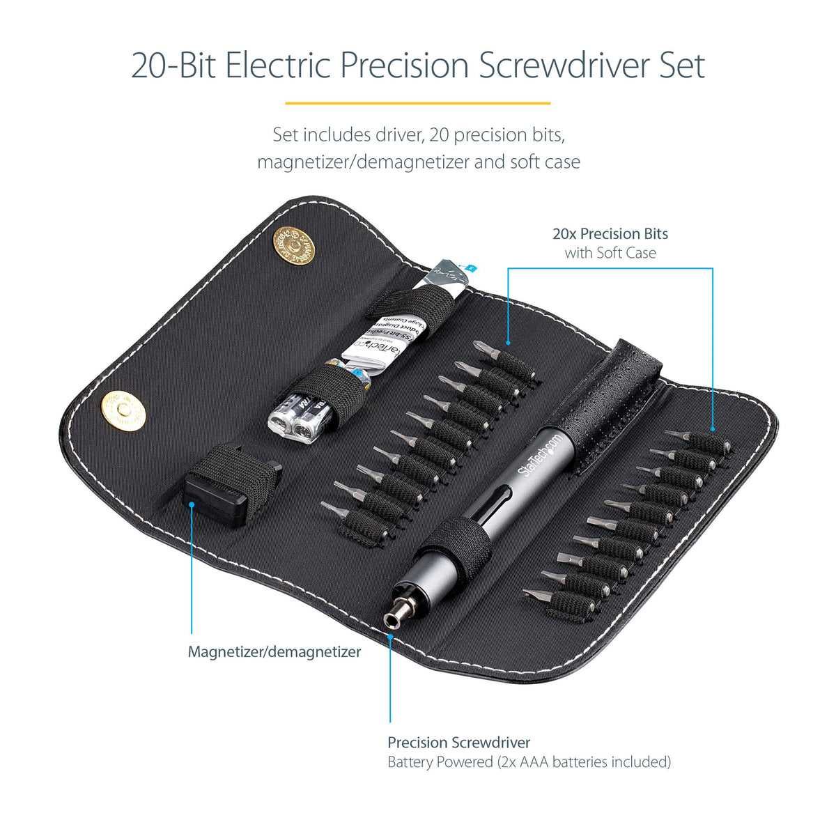 StarTech 20-Bit Electric Precision Screwdriver Set, TAA (CTK20PCEDRIVE)
