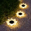 Roaming Light Solar Flower Shaped In-Ground Lights, 3 Pack Waterproof LED Petal Pathway Lights, Outdoor Acrylic Landscape Lights for Garden Yard
