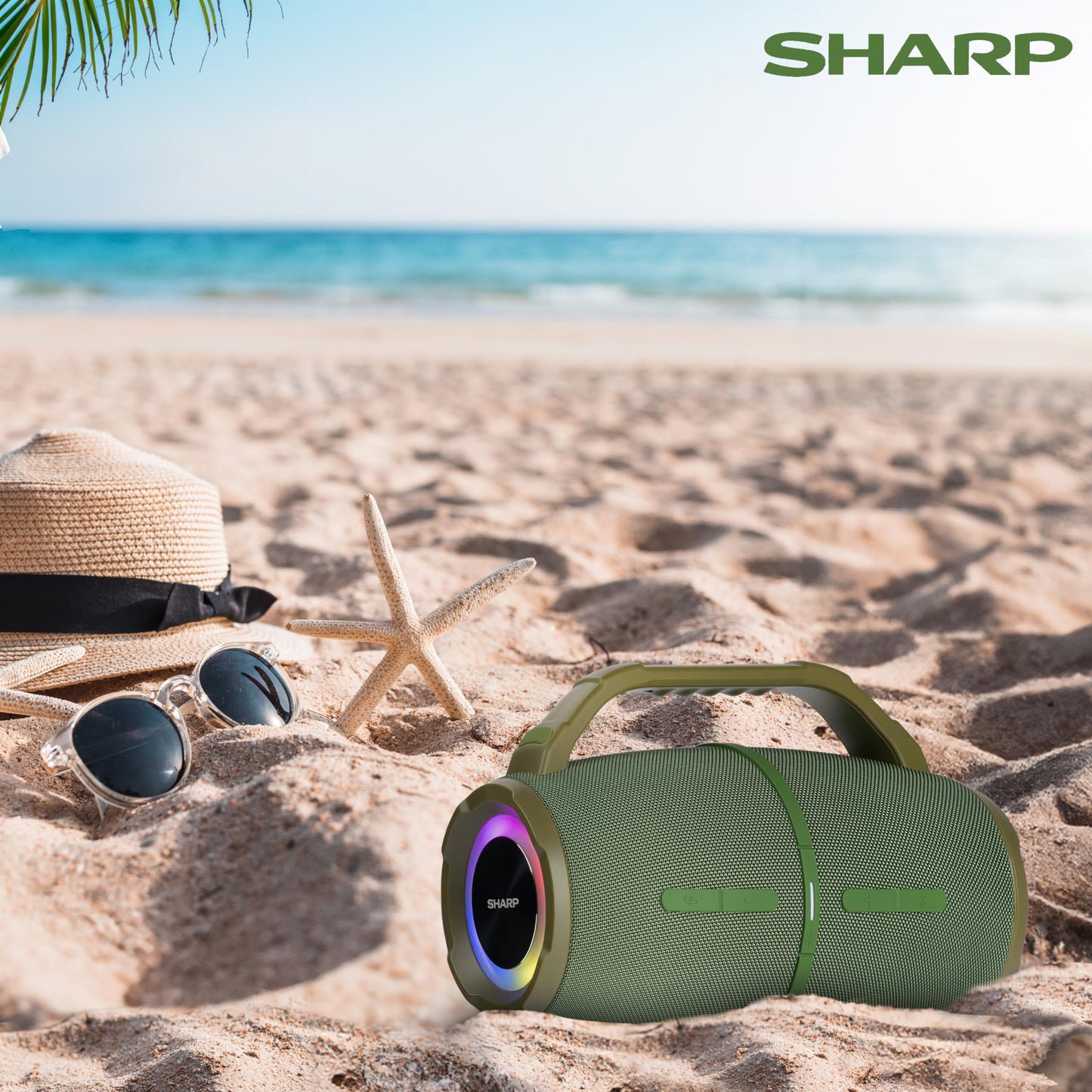 Sharp GX-BT490 Bluetooth Speaker with DSP Technology | Waterproof IP67 | 10 Hour Playtime | Light Effects | 120W Max Power with Deep Bass | True