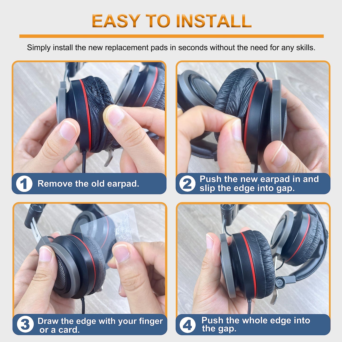 Ear Cushions for Sony Headphone Replacement Ear Pads Compatible with Sony MDR-ZX110 ZX110NC ZX100 WH-CH500 CH520 CH510 V150 V250 V200 JBL Tune 510BT