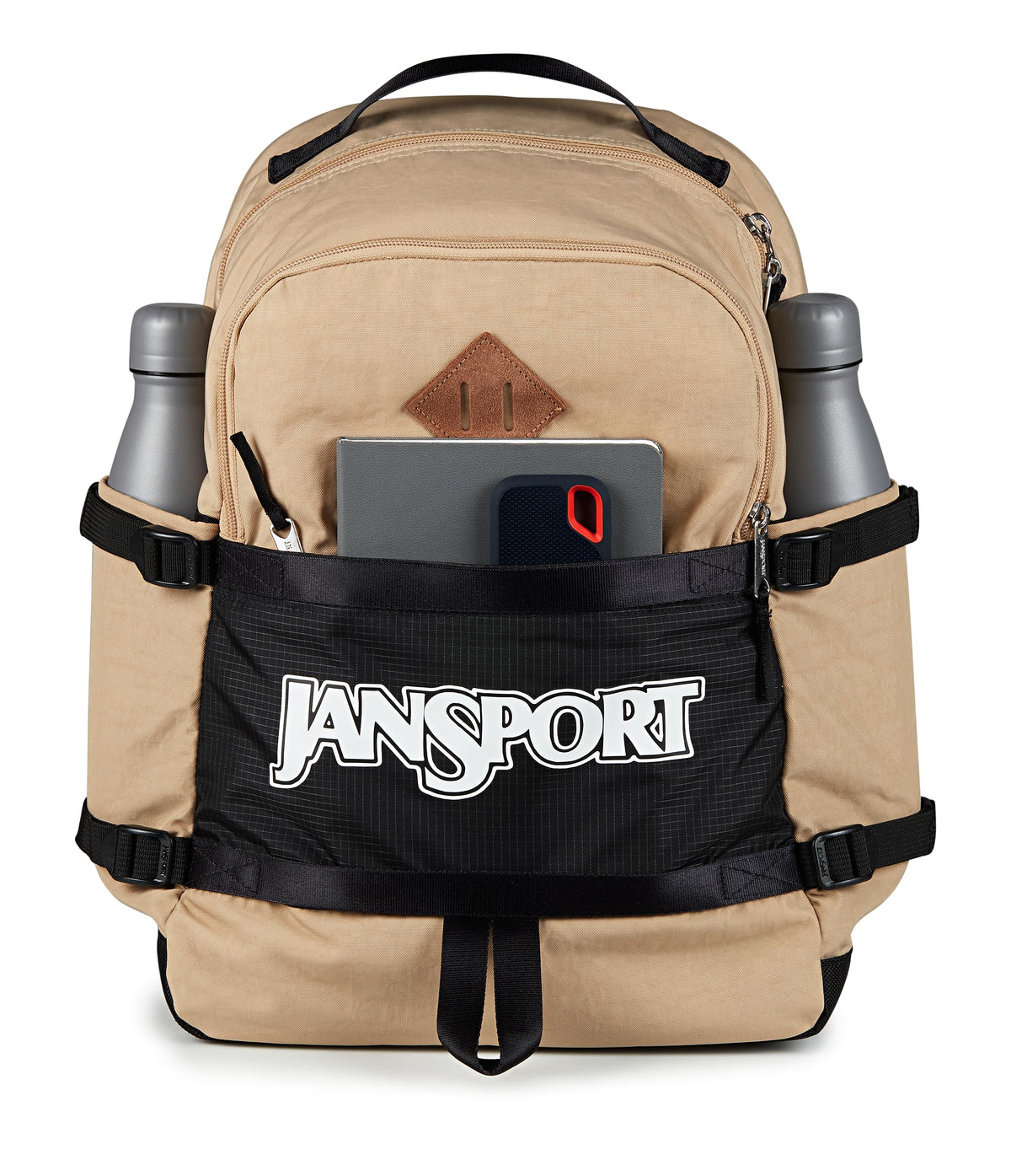 JanSport Small Seattle Pack - Compact Backpack with Main Compartment, Dual Water Bottle Pockets, and Padded Sleeve for 15-Inch Laptop, Travertine