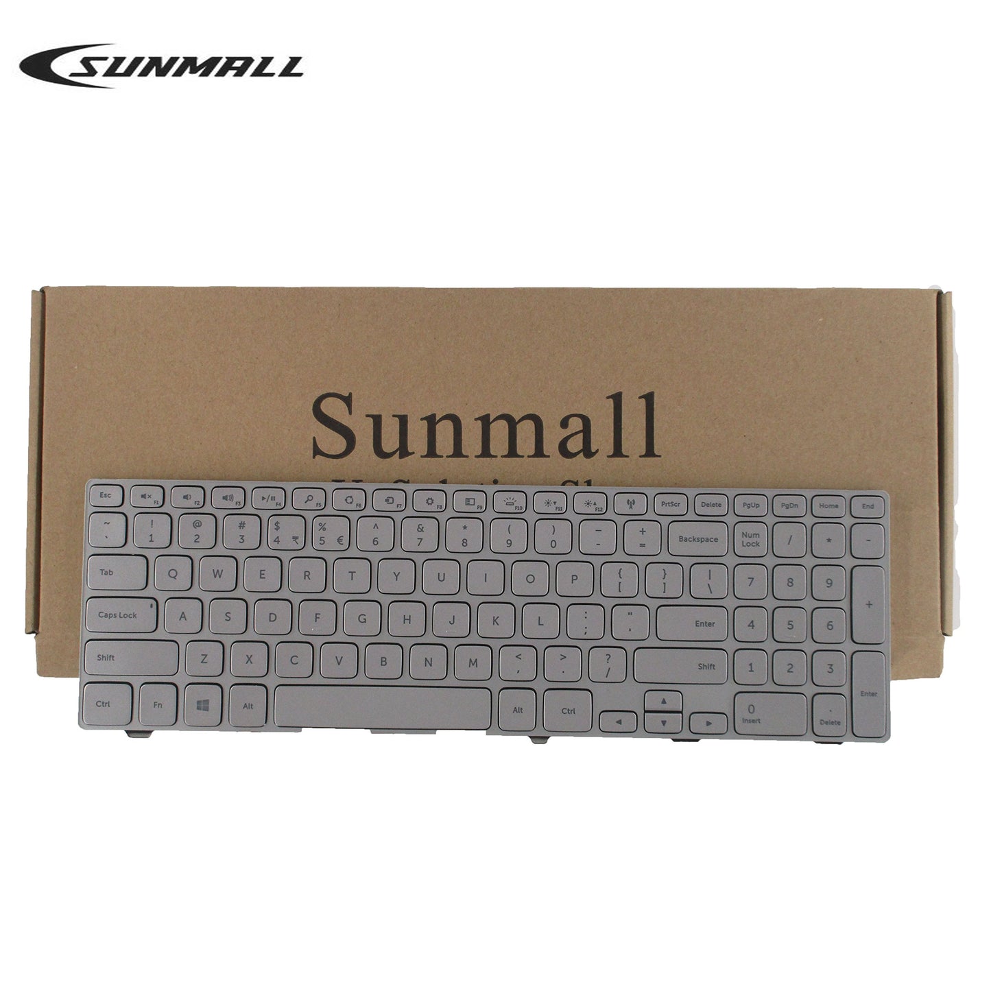 SUNMALL New Laptop Keyboard with Frame and Backlit Compatible with Dell Inspiron 15 7000 7537 P36F Series Silver US Layout