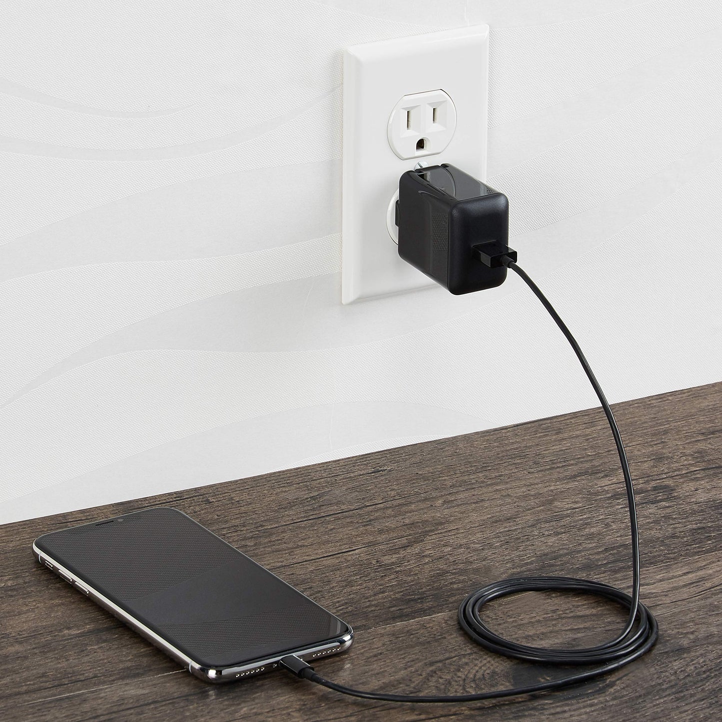 Amazon Basics 12W One Port USB-A Portable Wall Charger (2.4A) for Phones (iPhone 16/15/14/13/12/11/X, Samsung, and more), 2-Pack, Black