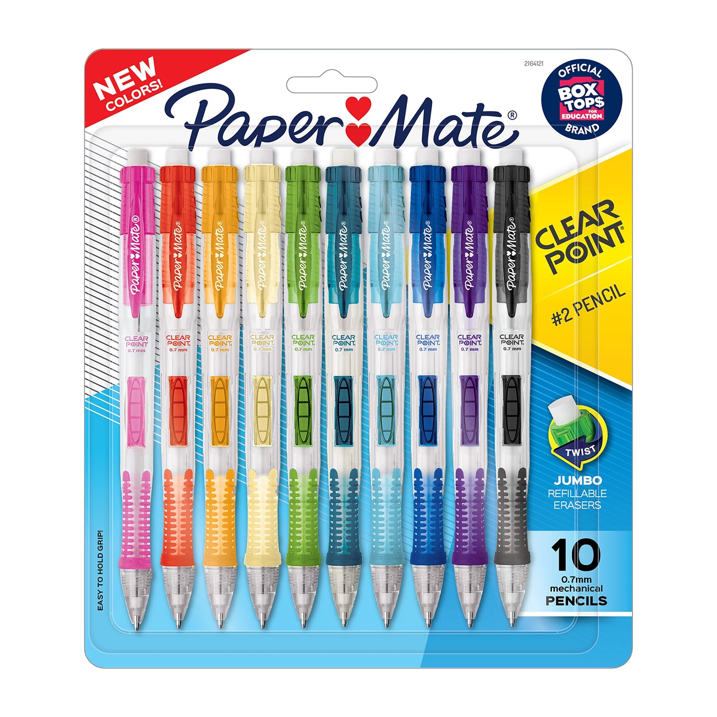 Paper Mate Clearpoint Mechanical Pencils, 0.7mm HB #2 Pencil Lead, 2 Pencils, Assorted Fashion Barrel Colors, 10 Count - Back to School Essentials