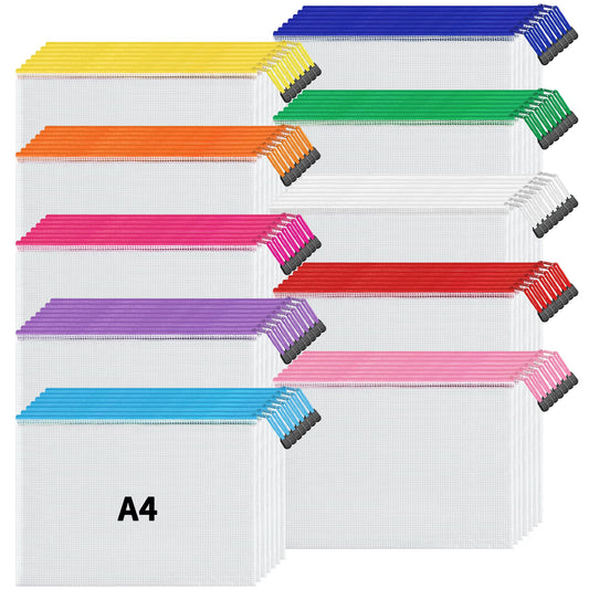 JARLINK A4 Mesh Zipper Pouch Bags, 72 Pcs Waterproof Zipper Pouch Bags
