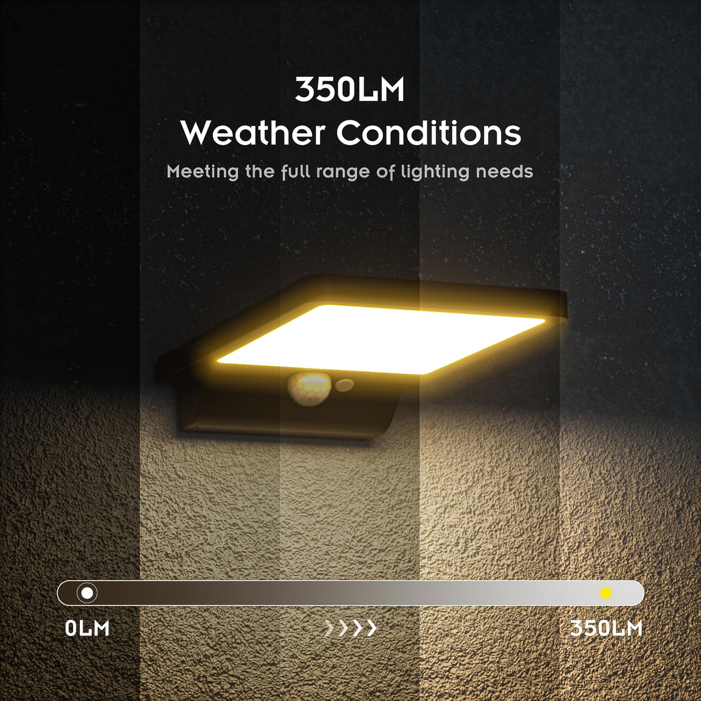 Mofkirg Solar Outdoor Light, Wall, Step, Door, Post, 3000K Warm White, 2000mAh Li-Battery, 350 Lm, Waterproof, Motion Sensor (1 Pack)