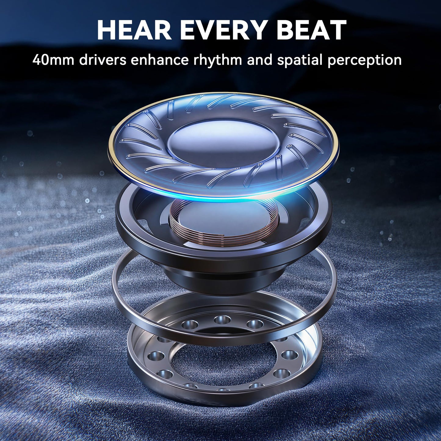 Pointcinco Hybrid Active Noise Cancelling Headphones, Over Ear Bluetooth 6.0 Wireless Headphones, 80H Playtime, Deep Bass, HiFi Stereo Sound