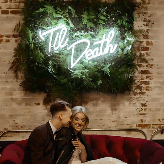 TIL Death Neon Sign - LED Neon Signs Wedding White Neon Light Signs for Home Beer Bar Pub Recreation Room Game Room Windows Garage Wall Restaurant