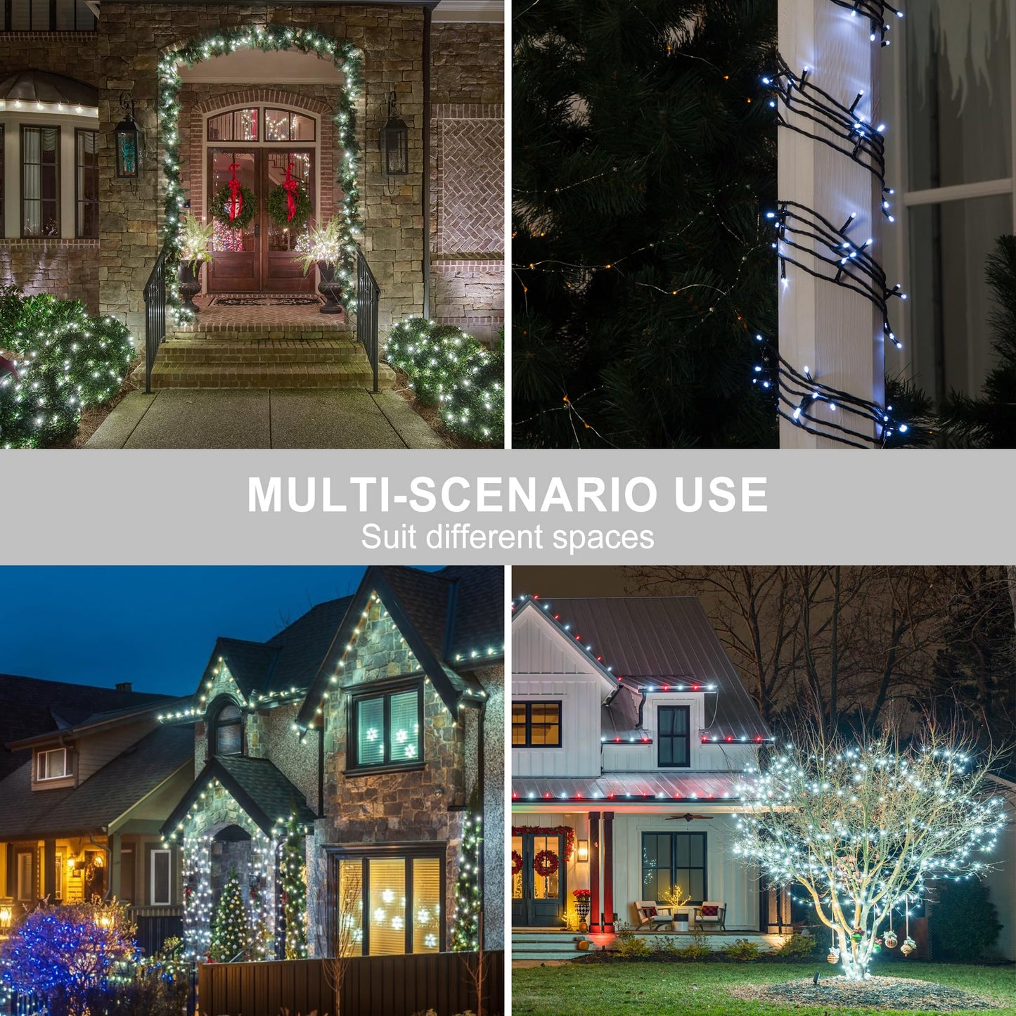 kemooie 500 LED Christmas String Lights, 164FT 8 Lighting Mode with Memory Plug in Green Wire Waterproof Lights, for Outdoor Indoor Birthday Christmas