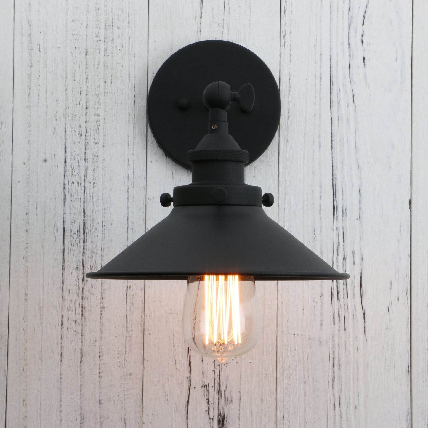 PERMO Vintage Industrial Metal Wall Sconce Lighting 180 Degree Adjustable Wall Lamp Matte Black