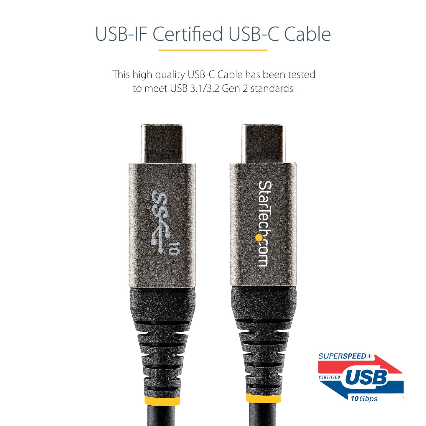 StarTech.com 3ft (1m) USB C Cable 10Gbps - USB-IF Certified USB-C Cable - USB 3.2 Gen 2 Type-C Cable - 100W (5A) Power Delivery Charging, DP Alt Mode