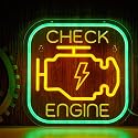 Check Engine Neon Sign for Wall Decor Garage Light LED Light USB Powered for Man Cave Auto Repair Shop Workshop Party Birthday Gift
