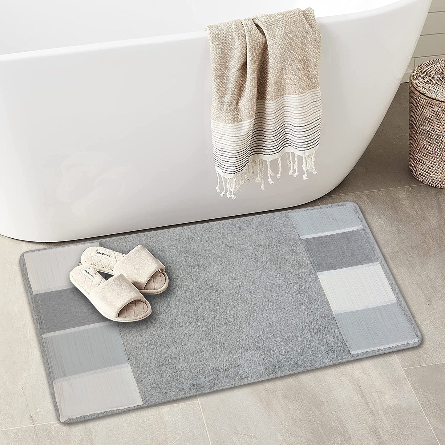 Popular Bath Modern LINE, Bath Rug, Grey