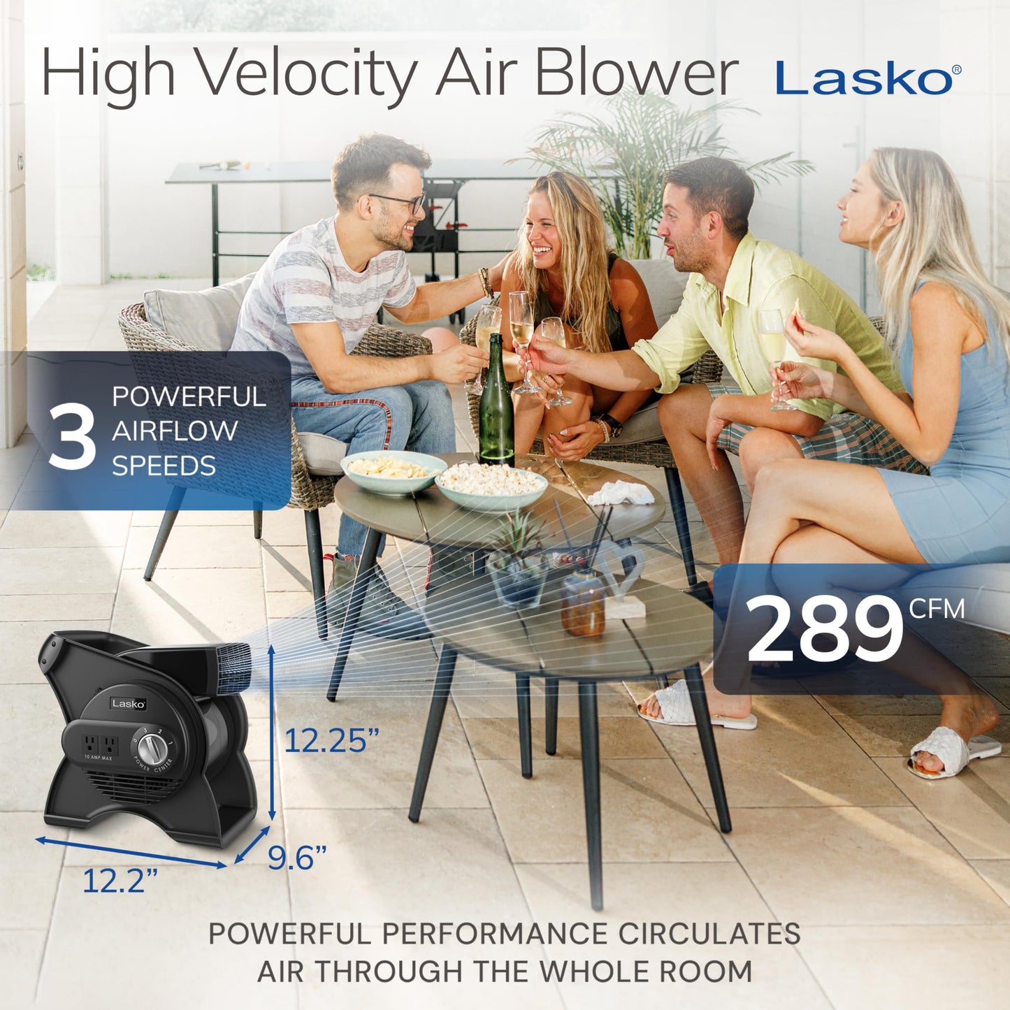 Lasko Pivoting High Velocity Portable Utility Fan - 12" - U12104 - Black
