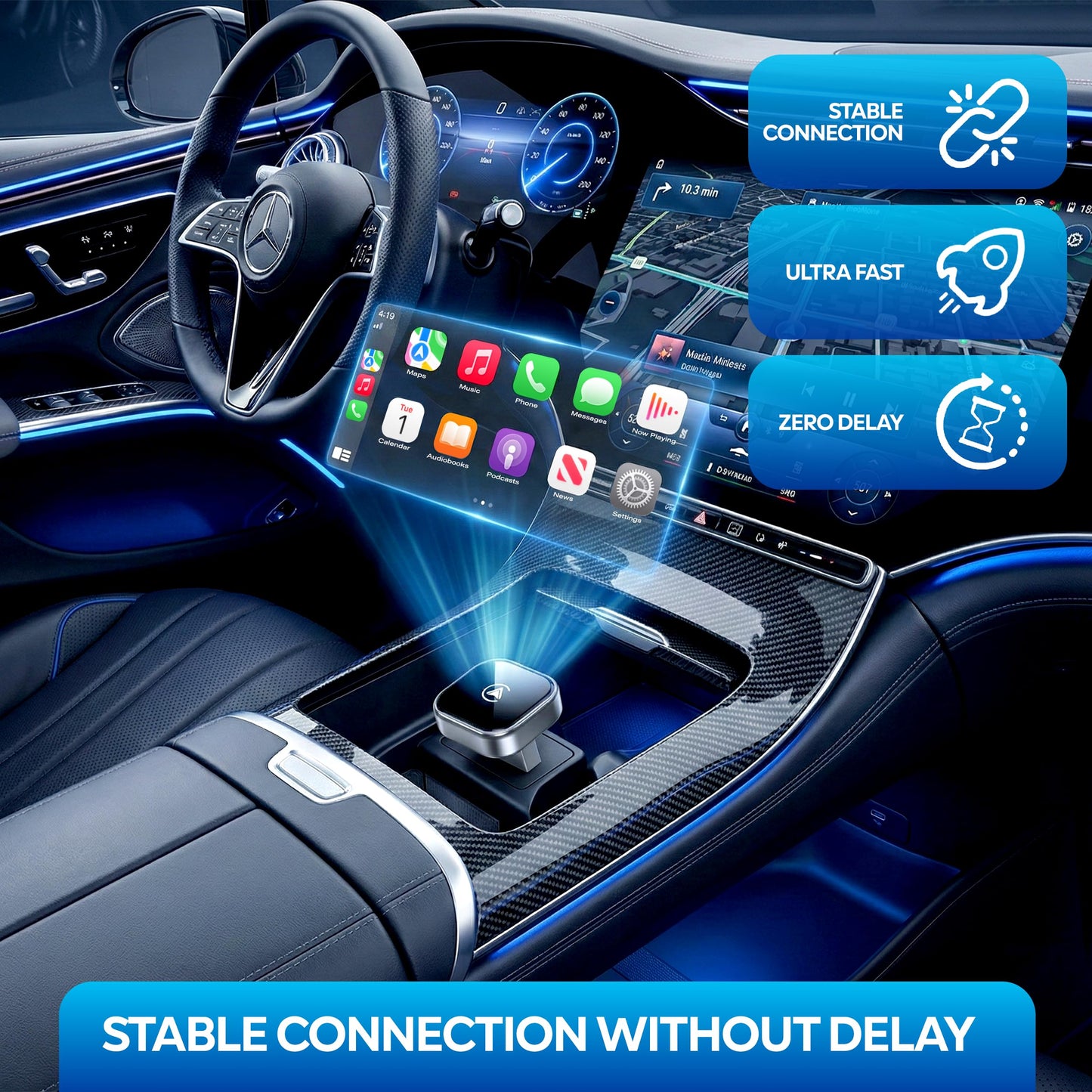 LURSSY Wireless Apple CarPlay Adapter - Upgraded 2026 Android Auto Adapter Having (2.4GHz+5.8GHz) Connection - Supports Both iPhone (iOS 10+) Android