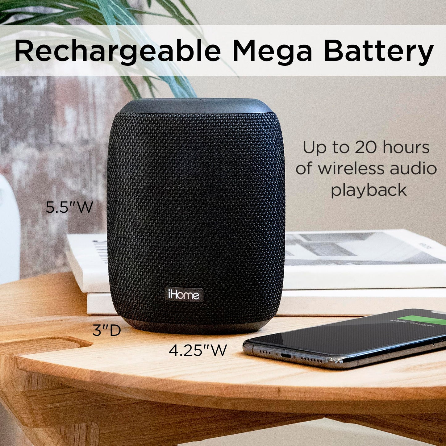 iHome Waterproof Bluetooth Speaker with Long Lasting Rechargeable Battery, Portable Speaker for Indoor and Outdoor Use (iBT700)