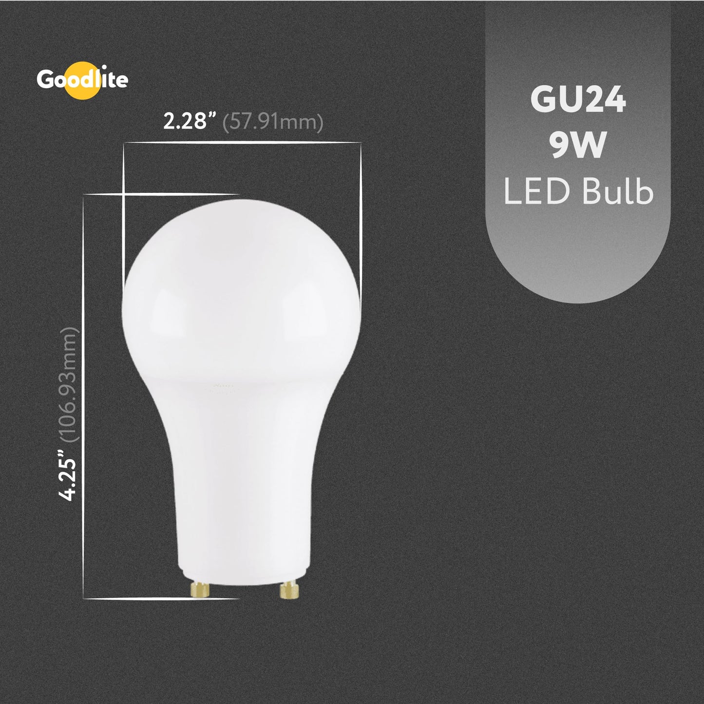 Goodlite A19 Shape 9W GU24 Base Daylight 6500k 60W Equivalent, LED Bulb