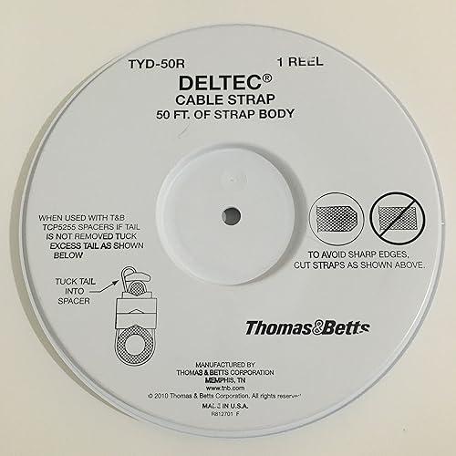 Thomas & Betts TYD-50R Cable Tie, Weather Resistant Acetel, 0.5", 50'
