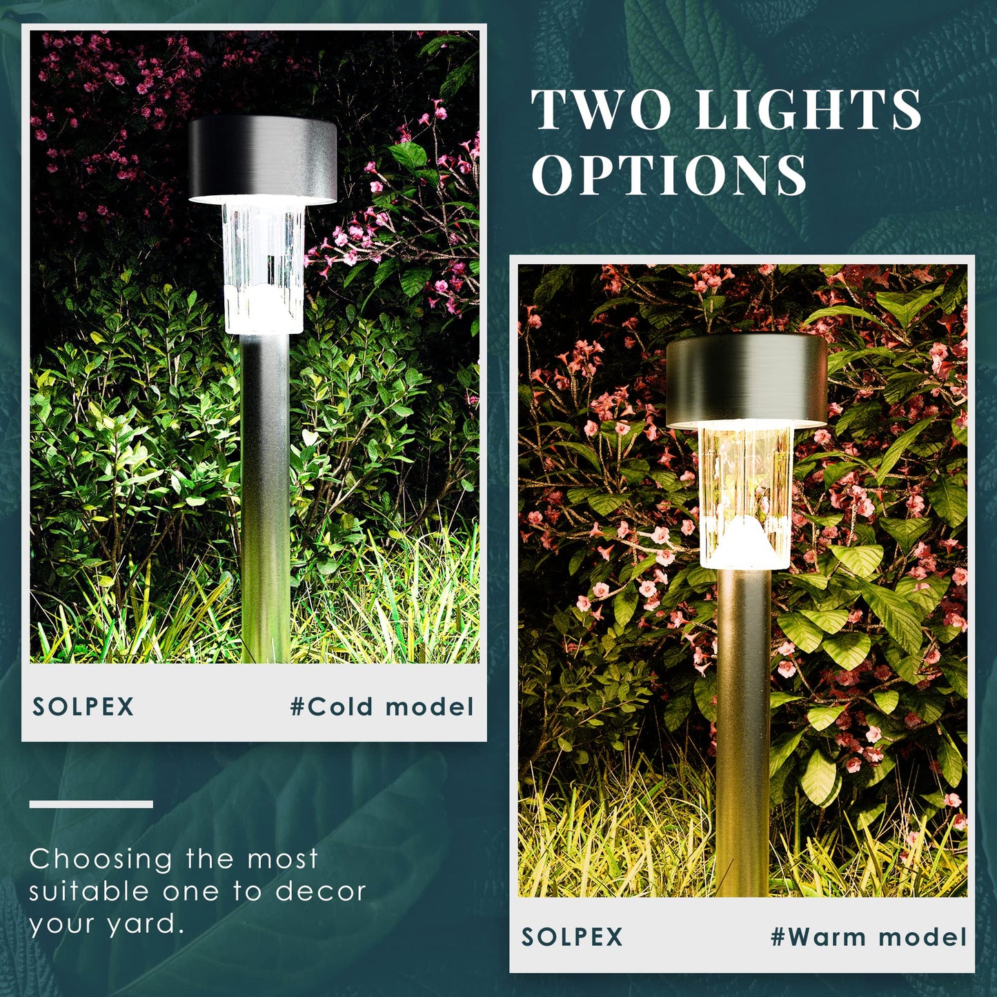 SOLPEX 16 Pack Solar Outdoor Lights Pathway, Stainless Steel Solar Lights Outdoor Waterproof,LED Landscape Lighting Walkway