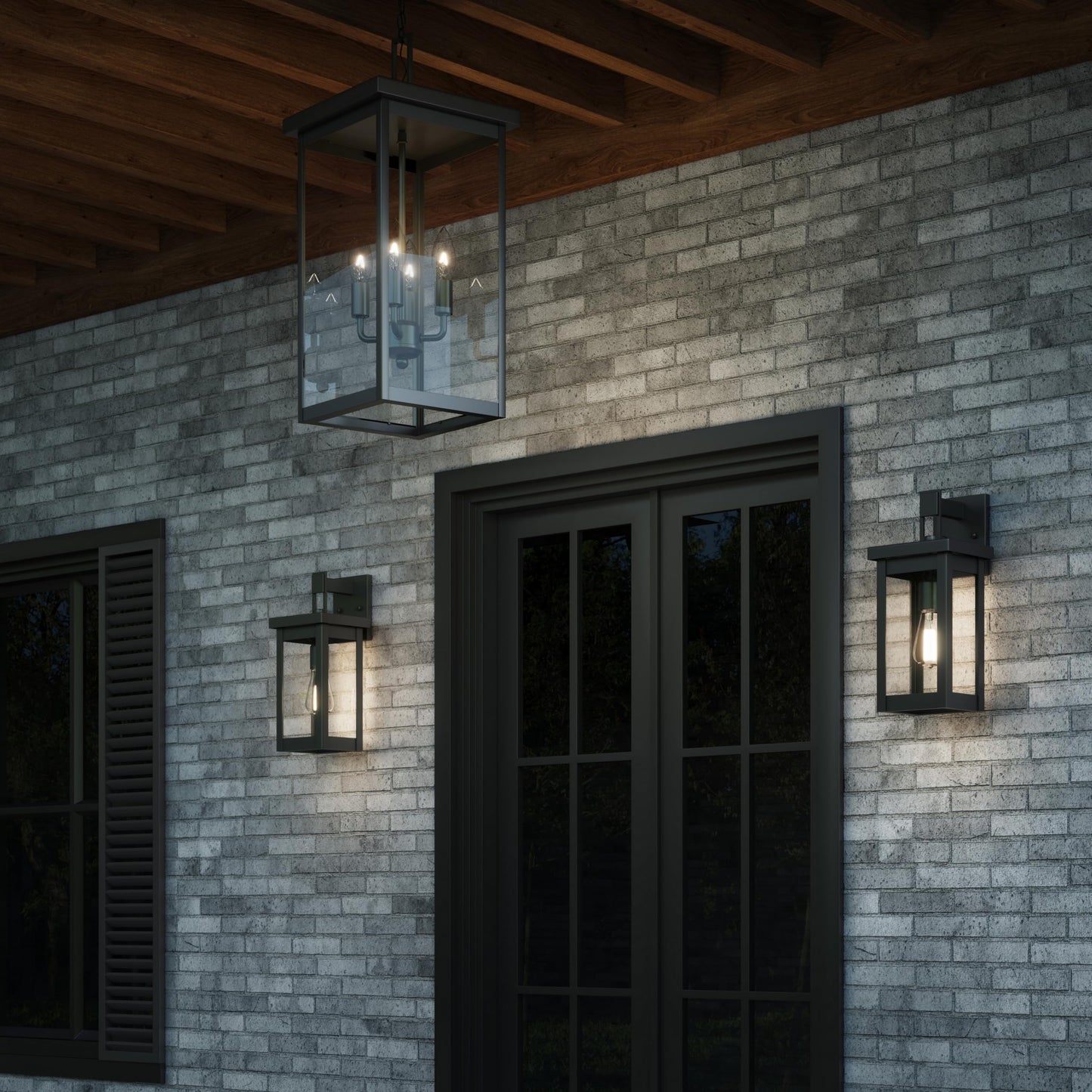 ML Lighting | Barkeley Collection | 42601-PBK | 16" Modern One Bulb Outdoor Steel Small Wall Sconce | Anti-Rust Powder Coat Black with Clear Glass